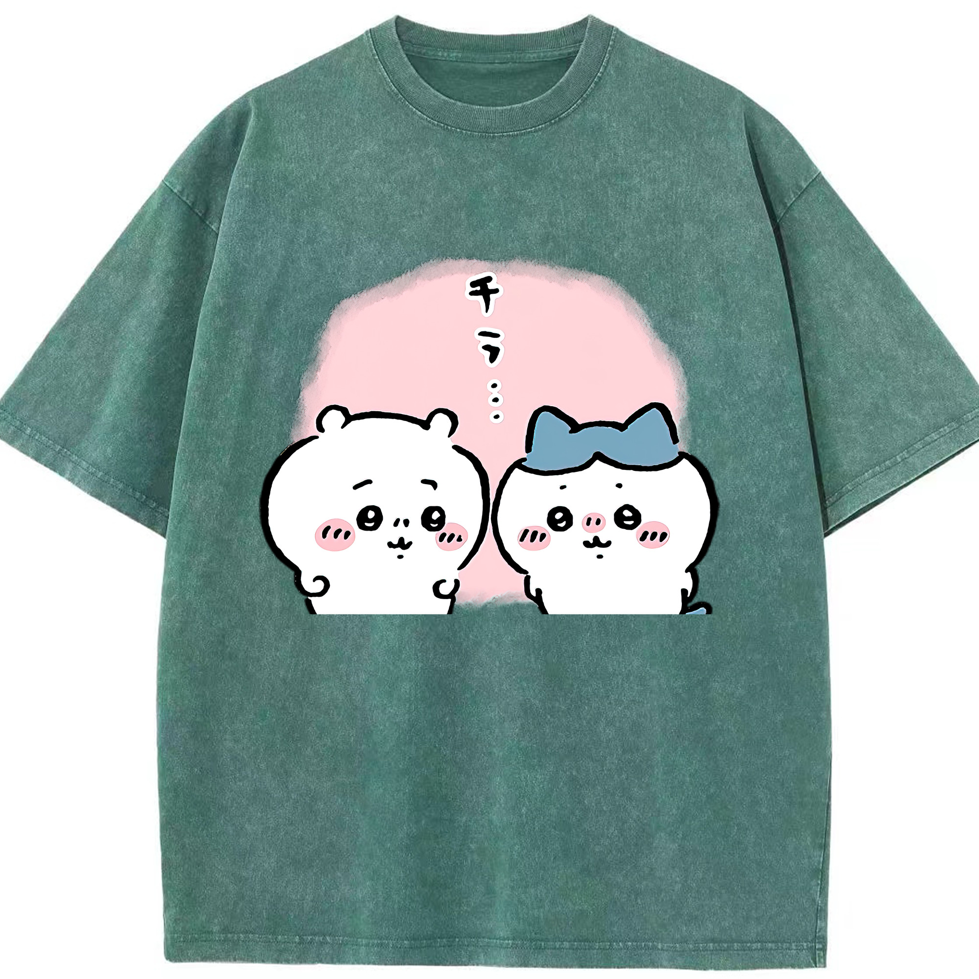 （画像用） ちいかわ ハチワレ Chii-kawa hachiware 綿100% ヴィンテージ風 半袖Tシャツ（フロントプリント）
